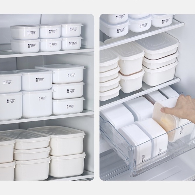 范特西商城 日本製純白保鮮盒冷凍保鮮盒微波保鮮盒食材分裝薄型保鮮盒便當盒扁型保鮮盒收納盒廚房收納 蝦皮購物