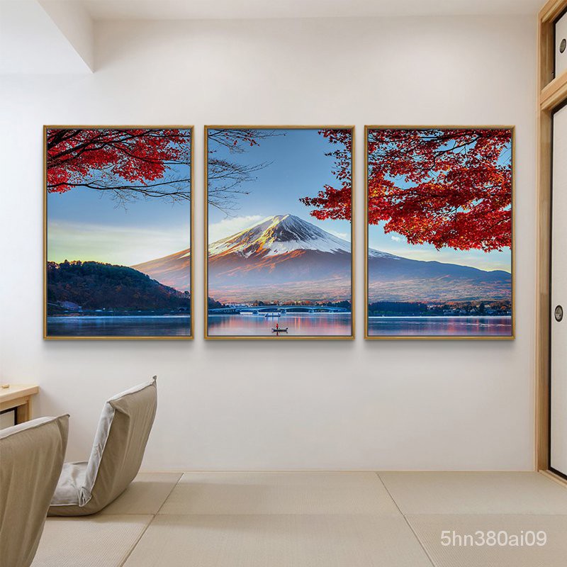 日式風情/牆上裝飾畫]日式畫沙發背景墻居酒屋裝飾畫日本富士山櫻花街景 