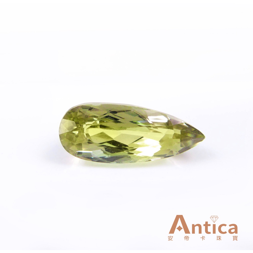 [ANTICA] 水鋁石 Diaspore 3.30克拉 水滴 綠色 黃色 土耳其 天然寶石 （經理推薦）安帝卡珠寶