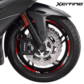 適用於 KYMCO XCITING CT 250 400 摩托車輪輞貼紙踏板車貼花反光 15 ′ ′ 14 ′ ′ 條帶