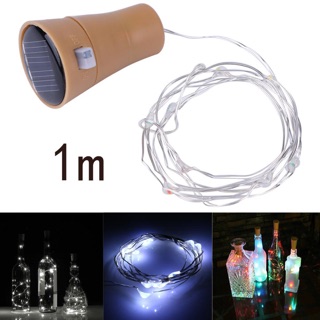 【WF】❤1m 10 LED燈瓶塞防水太陽能銅線燈串
