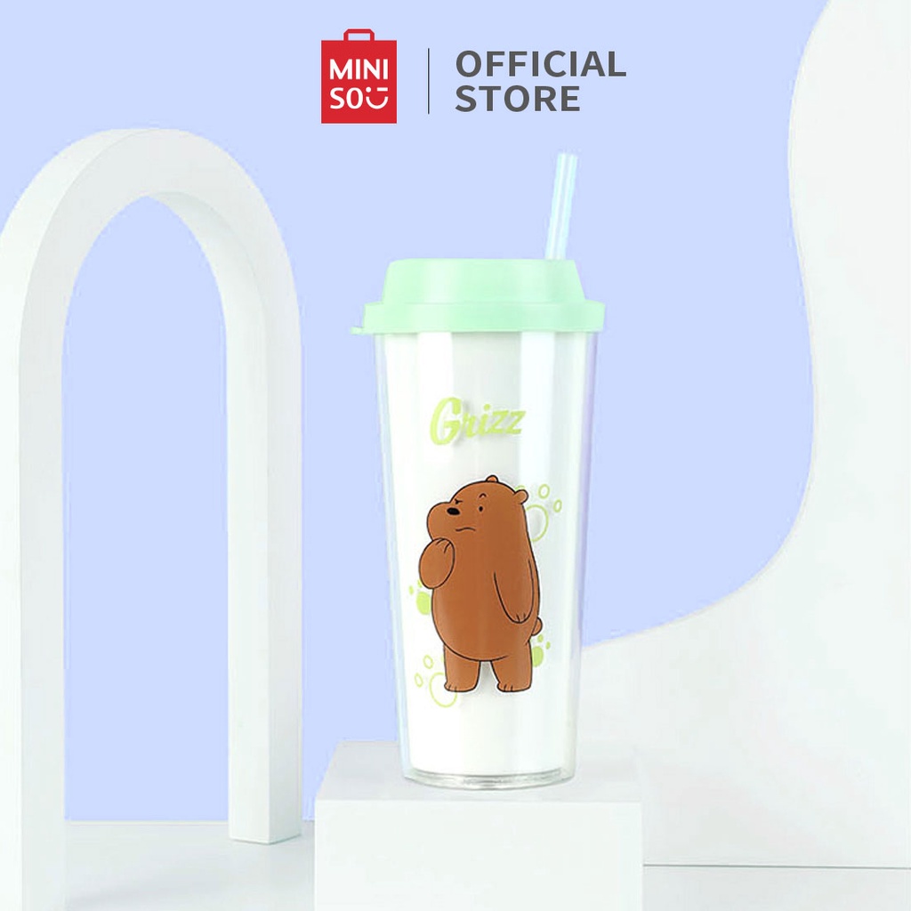 Miniso 飲水瓶 We Bare Bears 吸管杯塑料吸管杯吸管瓶