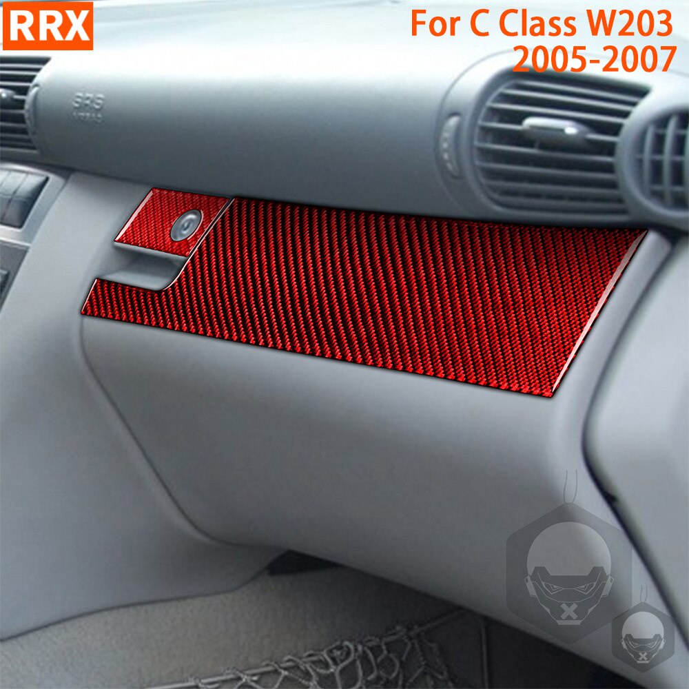 真碳纖維 卡夢 貼紙 適用於梅賽德斯-奔馳 賓士Benz C 級 W203 2005-2007 手套箱開關面板套裝蓋飾條