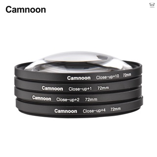 Camnoon 72mm微距近攝濾鏡套裝 (+1,+2,+4,+10)4片裝 帶清潔布（顏色隨機） 收納包 適配佳能尼康
