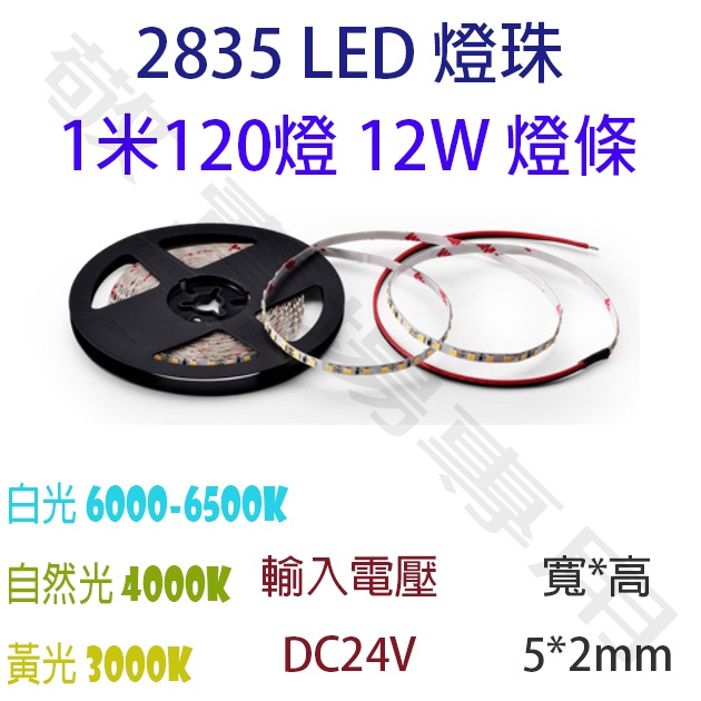 【敬】5公分1剪 2835 晶片 燈條 1米120燈 12W DC24V LED 燈珠 軟條燈 線條燈 展示櫃燈 層板燈