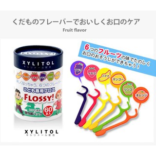 【寶寶王國】日本【UFC】FLOSSY 兒童牙線棒 60支入 水果牙線 六種味道
