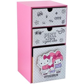 正版 木製 立體 Hello Kitty 綜合直式三抽盒 收納櫃 KT-630037