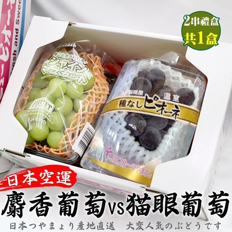 日本麝香/貓眼葡萄雙拼禮盒 0運費【果之蔬】麝香葡萄 貓眼葡萄 雙色葡萄 葡萄禮盒 日本葡萄