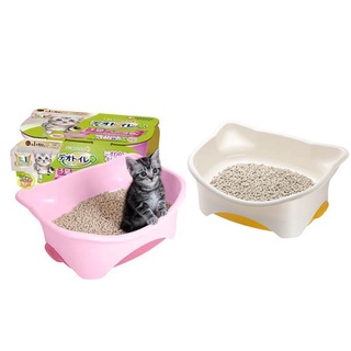 【JPGO】日本進口 嬌聯 Unicharm 幼貓用 半罩式雙層貓砂盆 含貓砂尿墊~