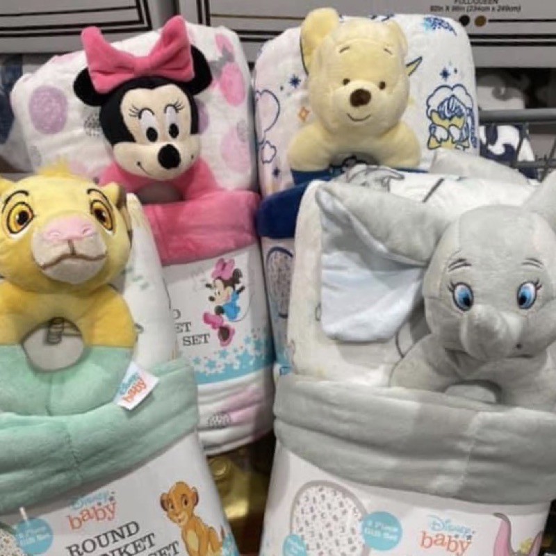 Costco代購 Disney幼兒毯安撫手搖鈴兩件組 小熊維尼 / 米妮 / 獅子王 / 小飛象