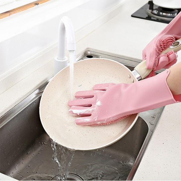 廚房用品 日系魔法萬用洗碗手套(一對) 菜瓜布 抹布 流理臺 耐高溫 隔熱 清潔用品 乾溼二用【KFS202】【嘉媽】