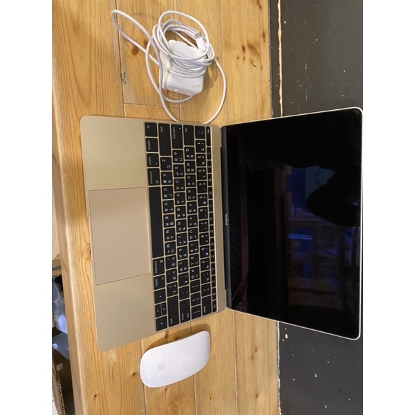 金色9成新二手筆電MacBook 12吋 8G A1534 2015年款 附名牌電腦包