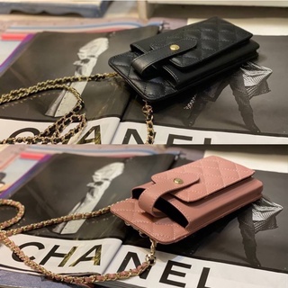 韓國🇰🇷空運～現貨～💜韓國真皮斜揹包～🔥超美小香風鏈帶斜揹包‼️手機鏈帶包～羊皮～手機包