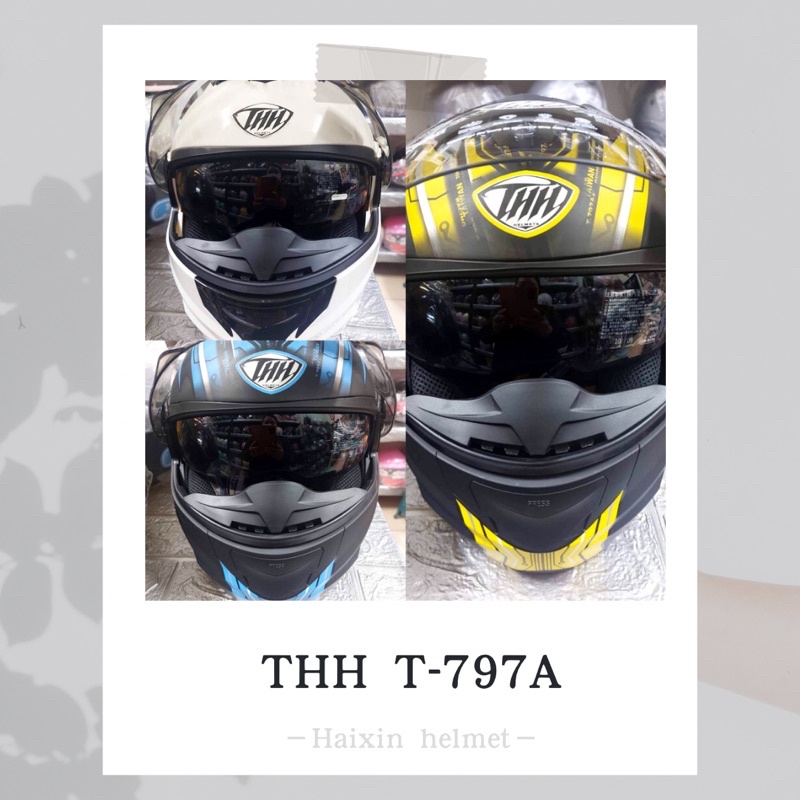 🐱THH T-797A 白色 平黑黃 helmet