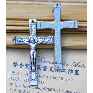 ❤as86❤天主教聖物聖牌玫瑰經念珠義大利進口合金耶穌十字架5*3.1cm