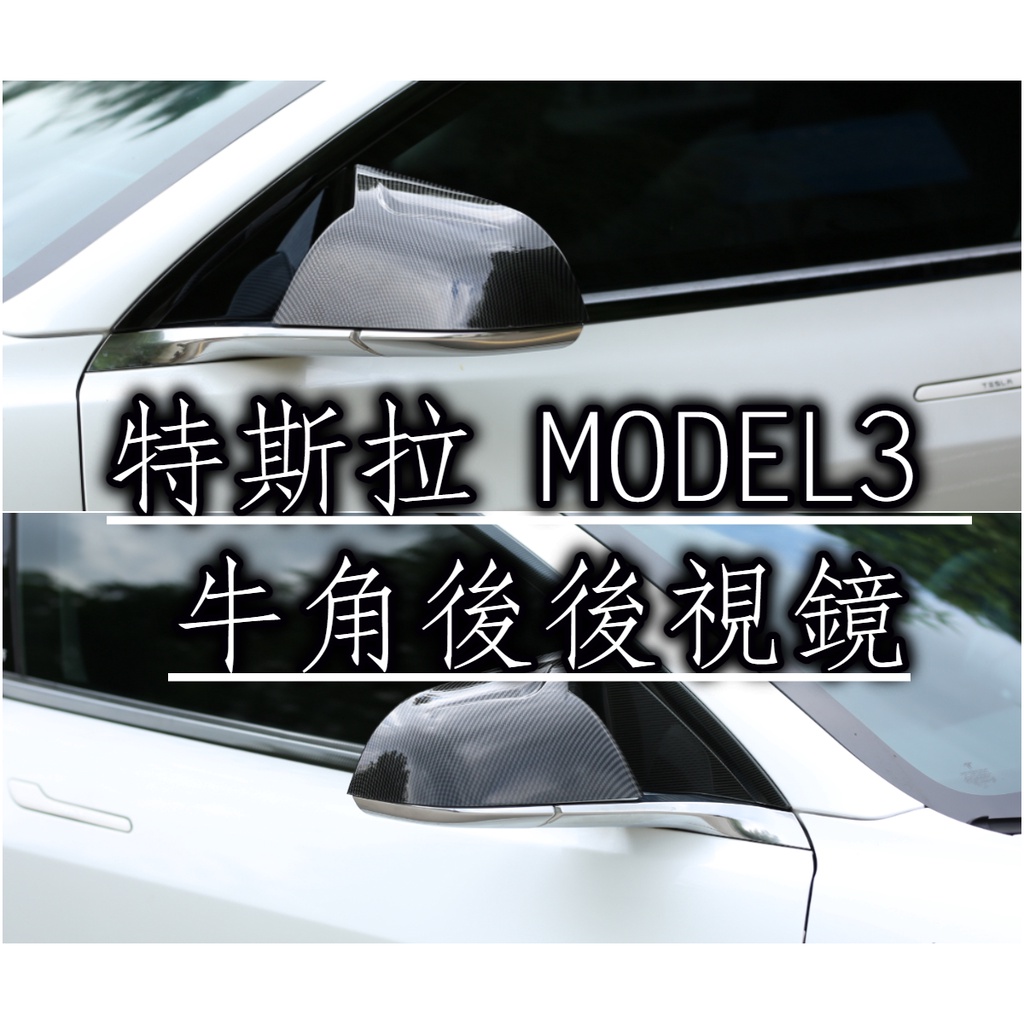 MODEL3 model 3 保護愛車首選 牛角款 後照鏡 保護殼 後視鏡 裝飾殼 保護蓋 裝飾蓋 卡夢碳纖 亮黑 烤漆