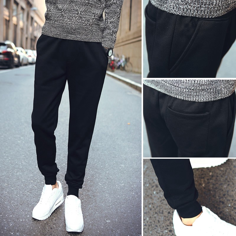 95 聚酯纖維5 氨綸時尚新款休閒男褲韓版男工裝褲束脚男生休閒長褲寬鬆縮口褲男布褲收口小脚褲子嘻哈 蝦皮購物