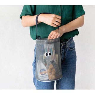 韓國大容量手提包水桶包 網紗手提袋 沙灘包收納包旅行包透明收納袋網眼化妝包 網眼收納 旅行收納袋 雜物收納袋 置物袋