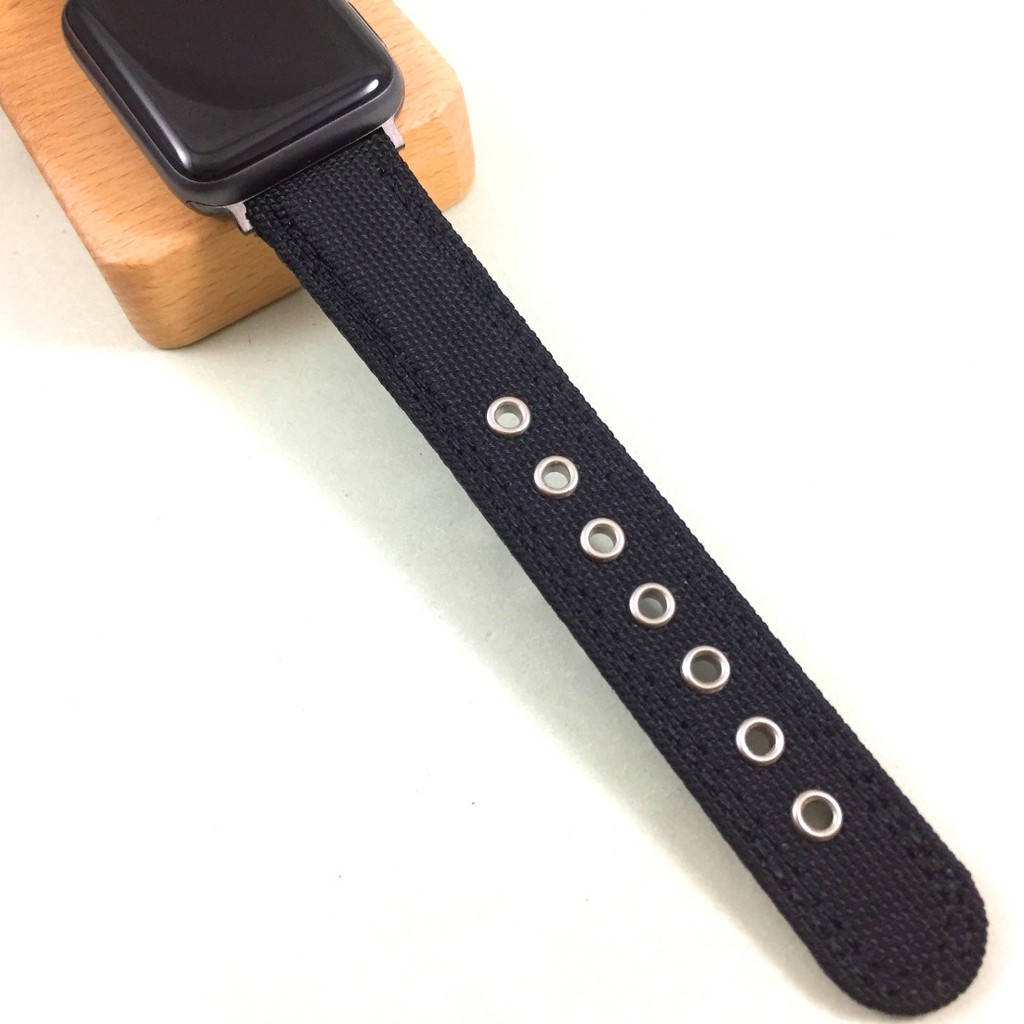 Apple Watch 4代 3代 尼龍 底面真 牛皮 黑色 錶帶 42 44 都可以用