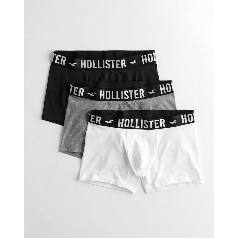 【現貨 XL】海鷗 HOLLISTER 三件組經典字母LOGO立體剪裁短版貼身內褲 四角內褲