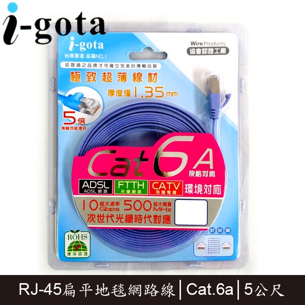 【3CTOWN】含稅附發票 i-gota LAN-F6A-005 5M Cat6a Cat.6a 超高速網路線 扁線