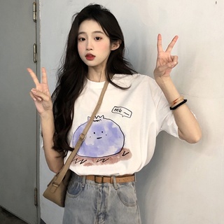 [嬌戀主角] 韓版ins復古塗鴉印花短袖T恤 學生寬鬆百搭上衣
