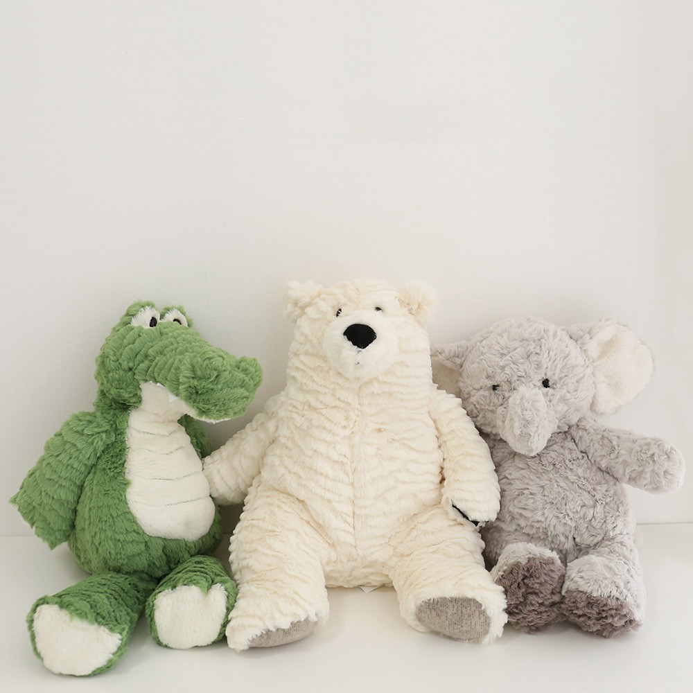 鱷魚毛絨動物 - 毛絨玩具 - 非常適合托兒所裝飾 - 可愛的蓬鬆白色北極熊毛絨玩具