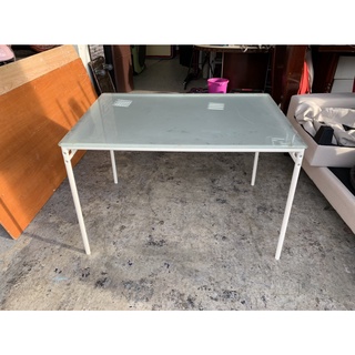 香榭二手傢俱*IKEA鐵腳 玻璃餐桌-簡餐桌-飯桌-休閒桌-簽約桌-洽談桌-餐廳桌-玻璃桌-會客桌-火鍋桌-工作桌-中古
