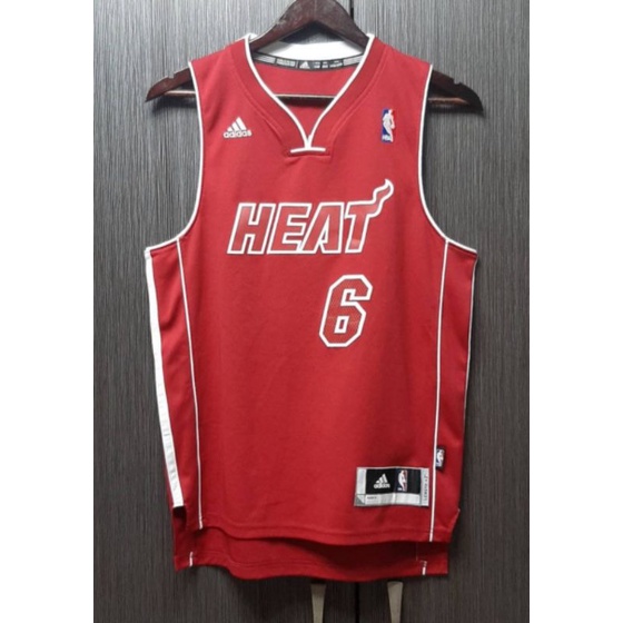 正品ADIDAS愛迪達NBA 2013總冠軍邁阿密熱火隊HEAT JAMES詹皇 男紅色電繡6號球衣背心2XS