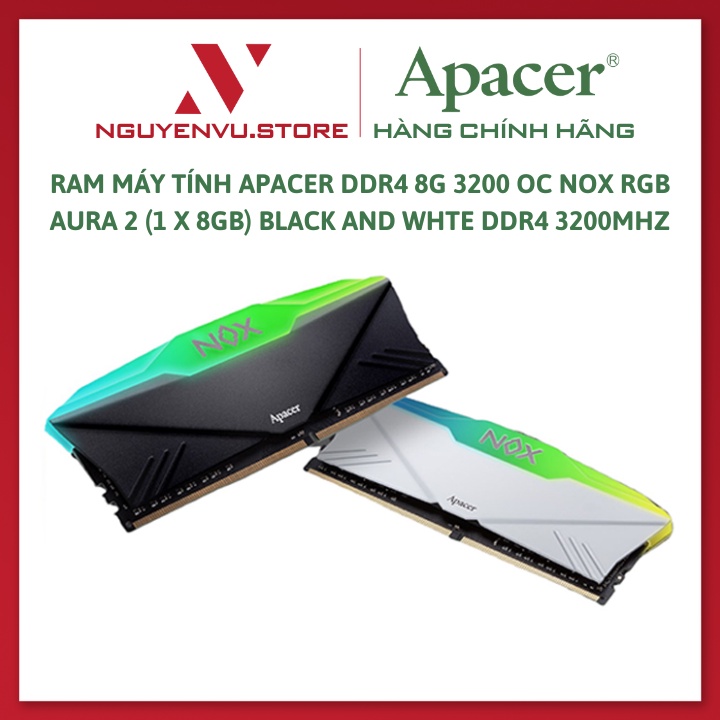 電腦 RAM APACER DVD4 8G 3200 OC NOX RGB AURA 2 (1x 8GB) 黑白 DVD