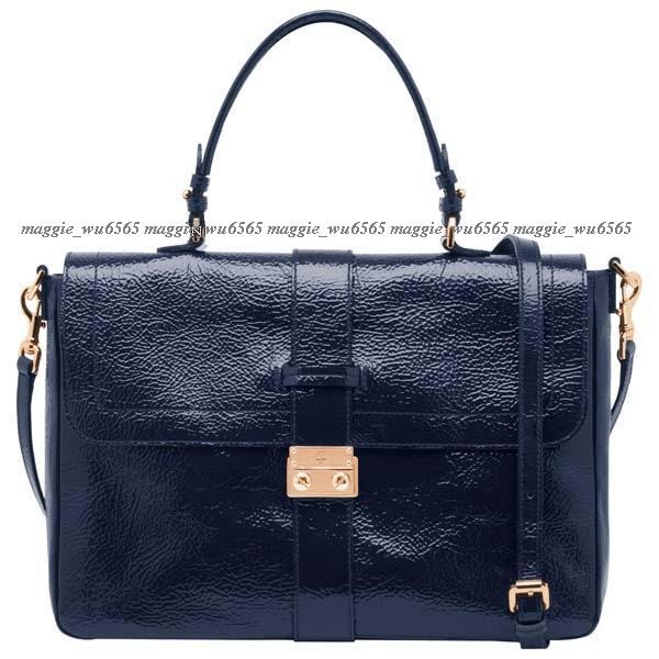 Mulberry．Harriet Satchel Spongy Patent 手提/肩背包．NAVY 2012/9