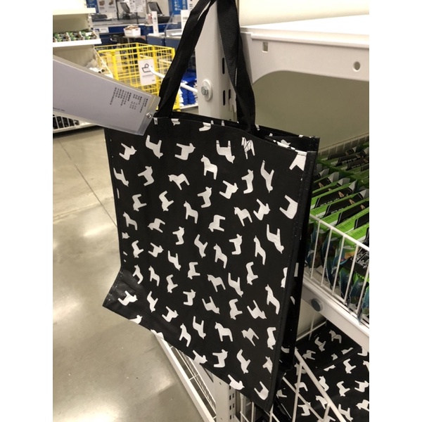 IKEA HÄSTHAGE 袋子, 黑色 購物袋 垃圾分類袋 馬圖案 38x15x42 公分