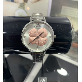 Alexandre Christie 新品 AC手錶 女錶 銀色 氣質粉花造型 不銹鋼鍊 2854LHBSSSLRG