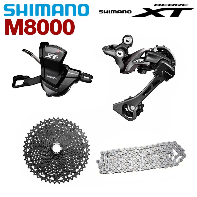 Shimano XT M8000 11 速後變速器變速桿 HG601 122L 鏈條 Sunrace CSMS8 飛輪組