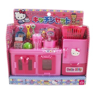 卡漫城 - Hello Kitty 廚房 玩具組 20件 ㊣版 扮家家酒 精緻居家 小 模型 廚具 冰箱 食品 日版