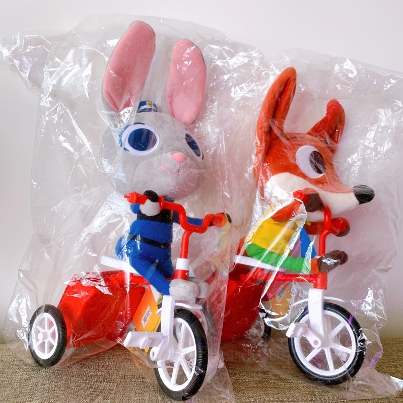 正版授權 迪士尼 動物方程式 茱蒂 尼克 兔子 狐狸 音樂腳踏車 腳踏車 玩具 35cm 娃娃 玩偶 巨無霸