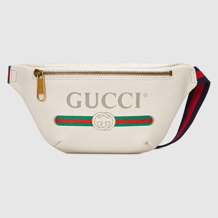 💎鈦鑫動 ✨GUCCI 腰帶LOGO small 小號 皮革 肩背包 斜背包 腰包 白色