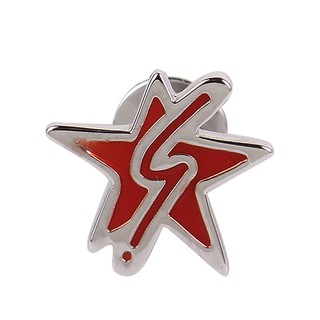 agnes b.- b-logo&星星穿式耳環/銀邊紅色(單隻)