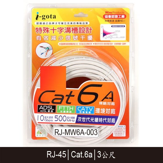 【MR3C】含稅 i-gota RJ-MW6A-003 3M Cat6a Cat.6a 十字溝槽超高速網路線