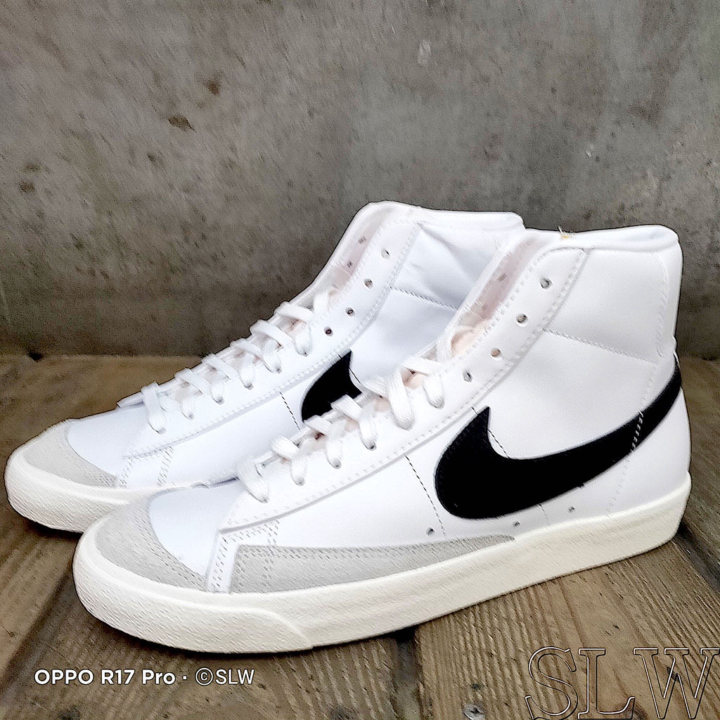 『SLW』BQ6806-100 男 NIKE BLAZER MID 77 VNTG 白黑 皮革 高筒 經典 休閒鞋 23