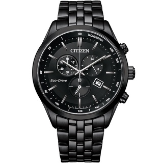 CITIZEN 星辰 光動能復古風計時手錶-急速黑 AT2145-86E