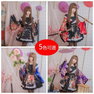 5色漫女裝女僕cosplay動漫裝 極樂淨土宅舞和風花魁演出服 改良和服 古裝性感COSPLAY服裝 學園偶像cos服裝