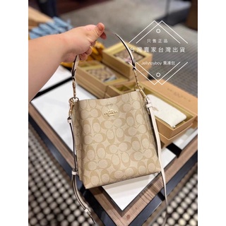 臺灣有貨 折扣款 全新正品 Coach CA582 Mollie 22 Bucket Bag 淺色老花小款水桶包