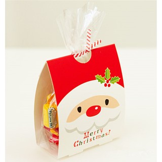 【嚴選SHOP】50入聖誕老人餅乾包裝組(塑膠袋+紙卡+封口鐵絲)包裝袋 糖果袋餅乾袋 聖誕禮品 交換禮物【X038】