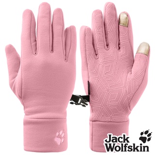 【Jack wolfskin 飛狼】刺繡狼爪保暖內刷毛觸控手套『粉紫』