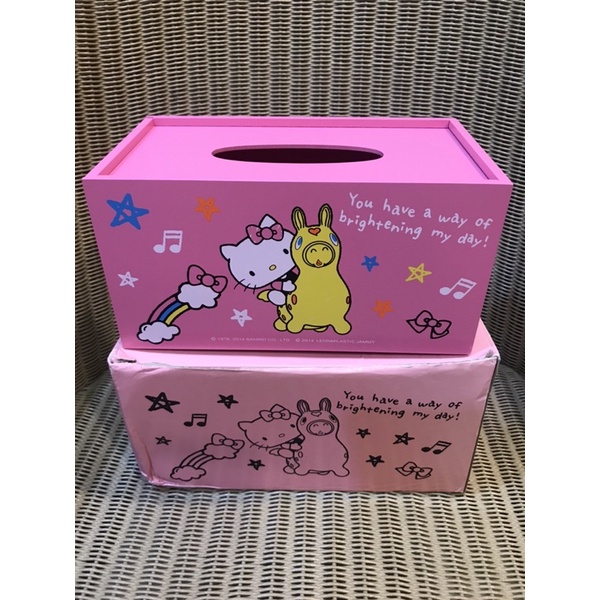 全新Hello Kitty X Rody可愛面紙盒 衛生紙盒 木製 粉桃紅色