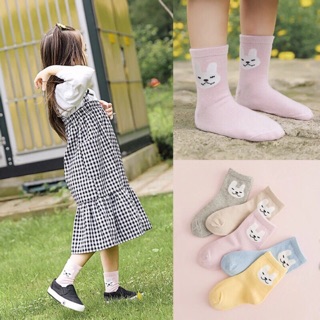 《0-6歲童襪五件組225元》 可愛兔兔童襪 兒童襪 女童 美式風格 可愛 寶寶 嬰兒 中筒襪 復古 韓國襪 現貨