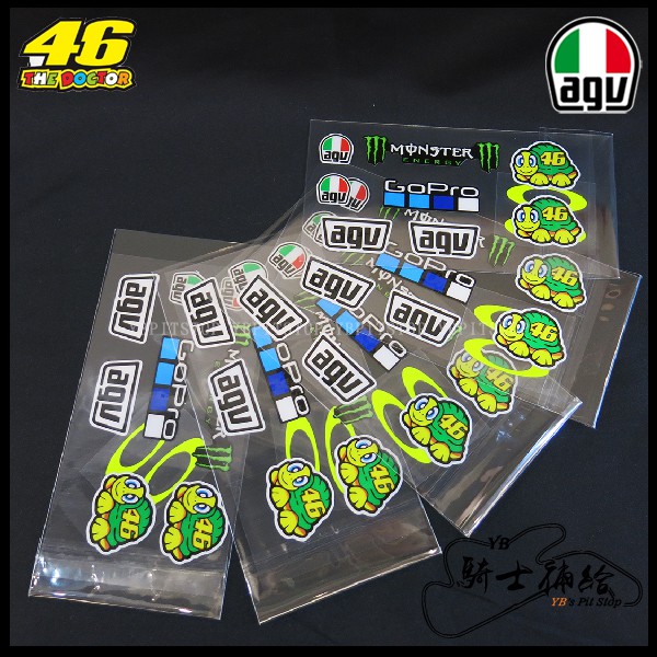 ⚠YB騎士補給⚠ Valentino Rossi VR46 AGV Corsa  Pista 鏡片 貼紙 安全帽 鏡片貼