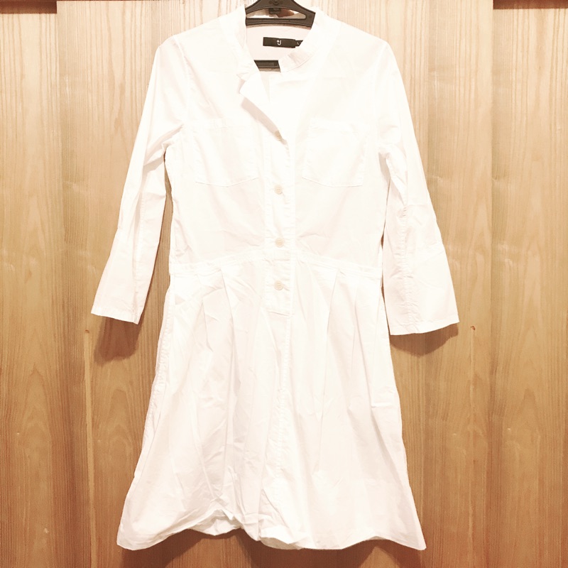 Uniqlo +J 系列 長袖襯衫洋裝 L 白色襯衫