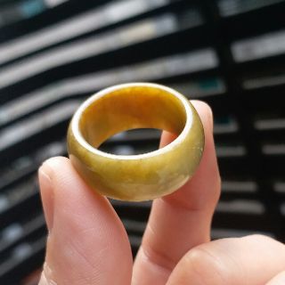 嗨，寶貝銀飾珠寶* 緬甸玉A貨 翡翠飾品☆保證A貨 冰種蜜糖黃 黃翡翡翠寬版戒指3
